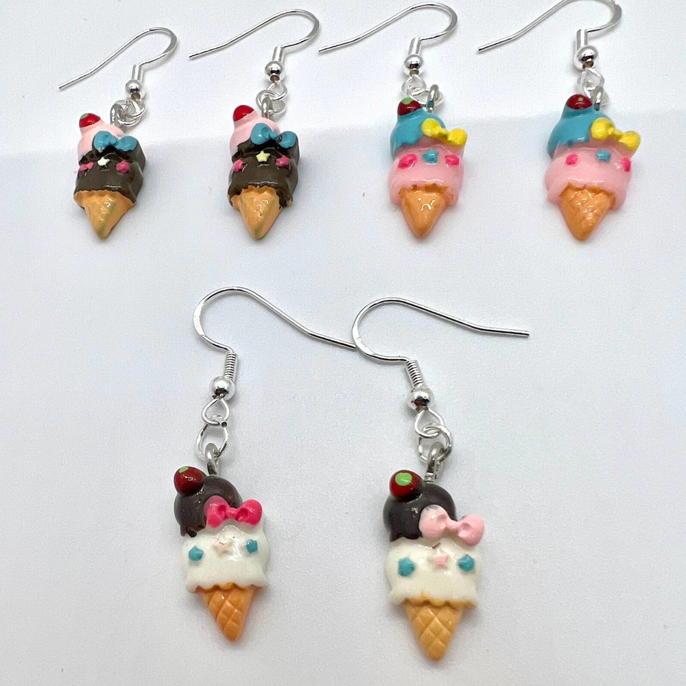 Ice Cream Earrings - Sundae Earrings - Birthday Party Earrings - Summer Earrings